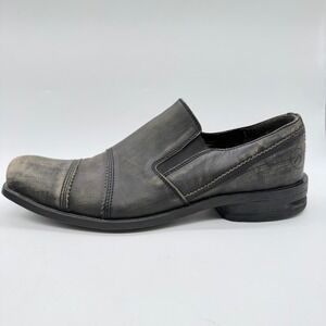 Bronx Mens 43‎ (US 10) Distressed Black Leather Slip On Square Toe Loafers